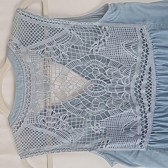 Holding Horses|| Anthropologie  Chambray Crochet Top Size 4 - Picture 2 of 10